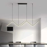Black Modern Wavy Linear Chandelier - Clowas